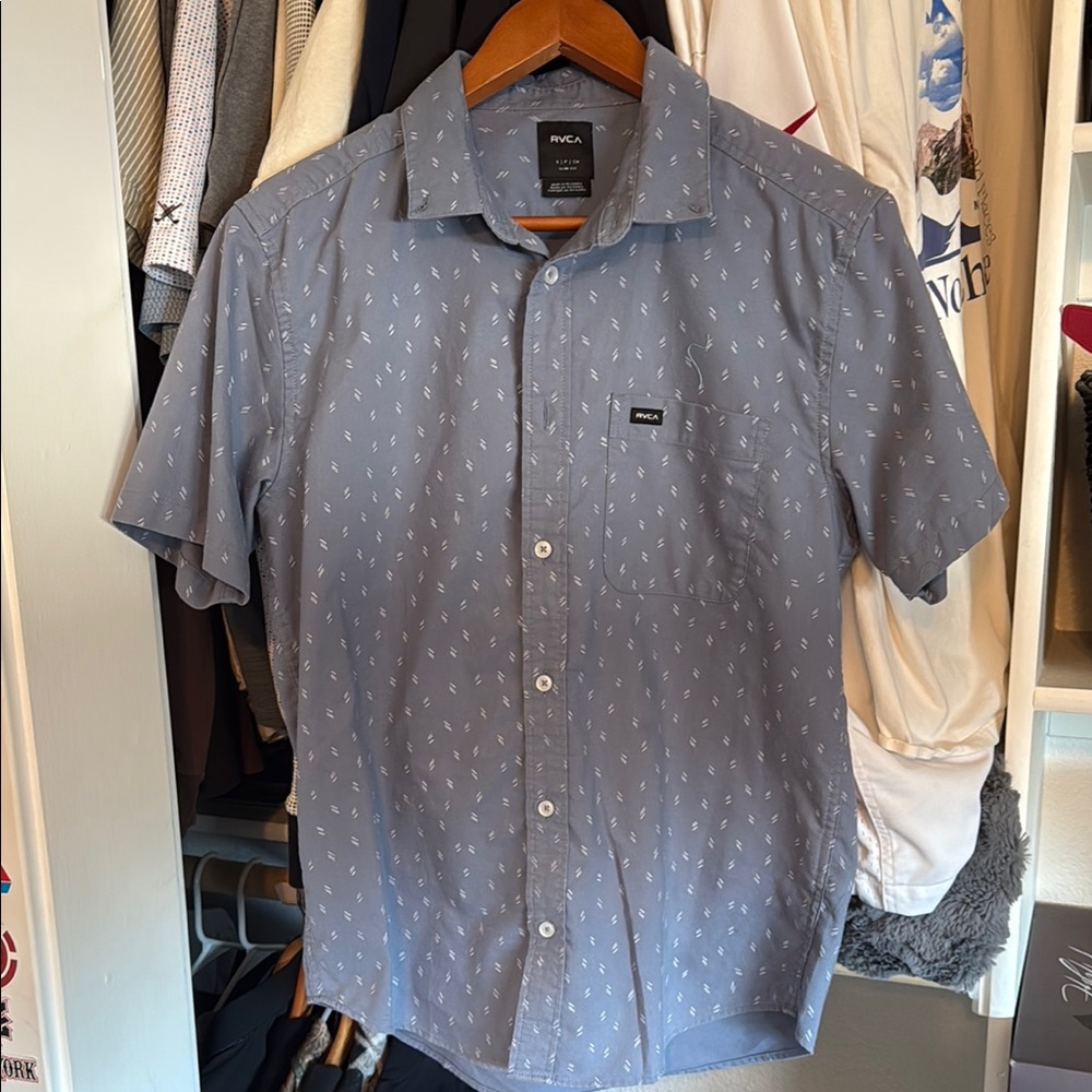 RVCA Gray Casual Button Down Shirt Lightweight